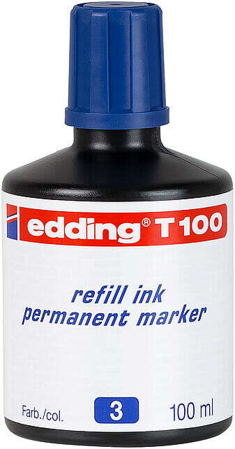 edding t100 bote de recarga para rotulador permanente capacidad 100ml color azul