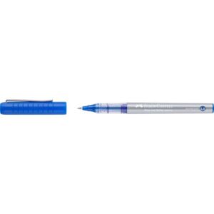 faber castell roller free ink boligrafo de tinta liquida punta conica 0,5mm ancho de linea extrafino clip de metal color azul
