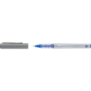 faber castell roller free ink boligrafo de tinta liquida punta conica 0,7mm ancho de linea fino clip de metal color azul