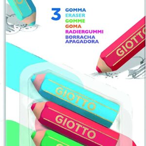 giotto happy goma pack de 3 gomas de borrar plastico colores surtidos