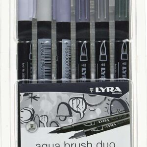 lyra aqua brush duo pack 6 rotuladores de doble punta trazos 1 5 y 1mm tinta base de agua colores tonos grises