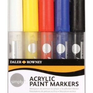 daler rowney simply pack de 5 rotuladores acrilicos secado rapido base de agua colores surtidos