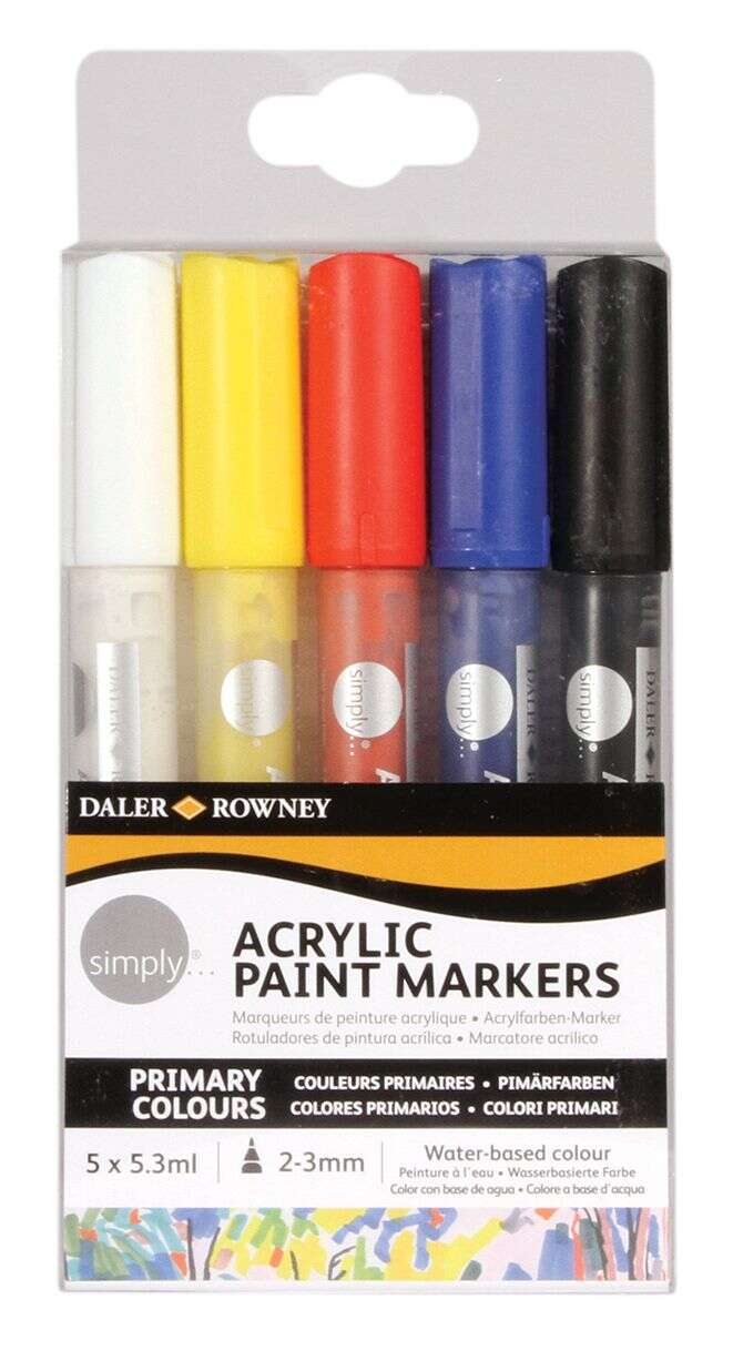 daler rowney simply pack de 5 rotuladores acrilicos secado rapido base de agua colores surtidos