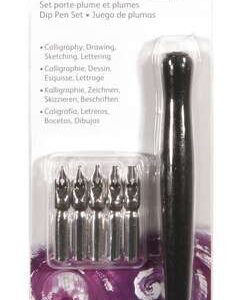 daler rowney simply pack de 1 porta pluma y 5 plumillas color negro