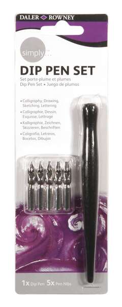 daler rowney simply pack de 1 porta pluma y 5 plumillas color negro