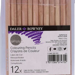daler rowney simply pack de 12 lapices de colores redondos facil de afilar para estudiantes y uso domestico colores surtidos