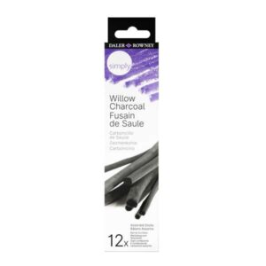 daler rowney simply charcoal pack de 12 carboncillos de sauce marca suave e intensa ideal para artistas y aficionados