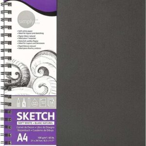 daler rowney simply cuaderno de dibujo a4 100g/m2 cubierta rigida con encuadernacion en espiral color blanco