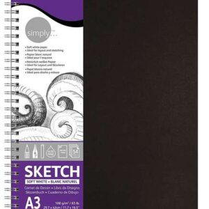 daler rowney simply cuaderno de dibujo a3 cubierta rigida con encuadernacion en espiral 100g/m2 color blanco