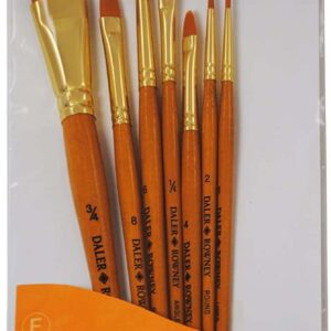 daler rowney simply pack de 7 pinceles sinteticos diseño ergonomico oro taklon color naranja