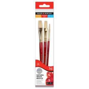 daler rowney simply pack de 3 pinceles de pelo natural t 2 cerda blanca diseño ergonomico color marron
