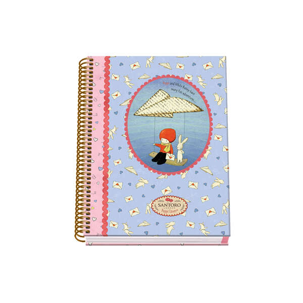 dohe santoro poppi loves messenger cuaderno espiral tapa dura tamaño a5 de 100 hojas 90gr hojas microperforadas con 2 taladros cuadricula 5mm