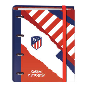 dohe atletico de madrid coraje y corazon carpeta de 4 anillas formato a4 con recambio de 100 hojas 4 separadores de colores cierre con goma elastica anillas de 35mm
