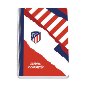 dohe atletico de madrid coraje y corazon cuaderno espiral tapa rigida tamaño folio de 80 hojas 90gr hojas con cuadricula 4mm