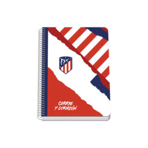 dohe atletico de madrid coraje y corazon cuaderno espiral tapa rigida tamaño a5 de 80 hojas 90gr hojas con cuadricula 4mm