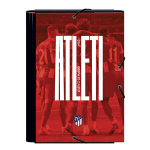 dohe atletico de madrid atleti carpeta de carton forrado plastificado 3 solapas tamaño folio guardas impresas cierre de goma elastica