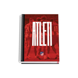 dohe atletico de madrid atleti cuaderno espiral tapa dura tamaño a5 de 100 hojas 90gr hojas microperforadas con 2 taladros cuadricula 5mm