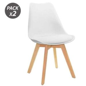 muvip design d200 pack de 2 sillas multifuncionales asiento acolchado patas de madera uso en interior ideal para sala de espera, comedor, cocina etc... color blanco