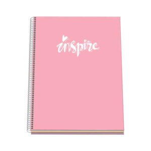 dohe serie pastel cuaderno con espiral tamaño a4 de 100 hojas 90gr hojas microperforadas con 4 taladros cuadricula 5mm color rosa pastel