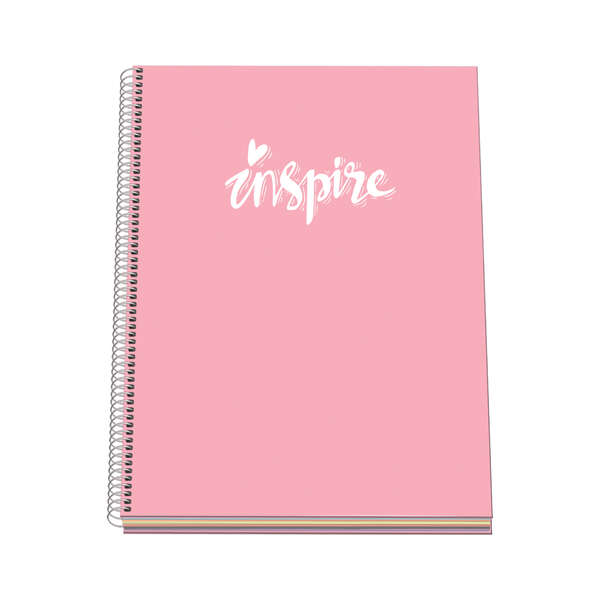 dohe serie pastel cuaderno con espiral tamaño a4 de 100 hojas 90gr hojas microperforadas con 4 taladros cuadricula 5mm color rosa pastel