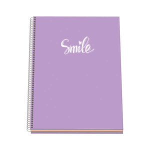 dohe serie pastel cuaderno con espiral tamaño a4 de 100 hojas 90gr hojas microperforadas con 4 taladros cuadricula 5mm color morado pastel