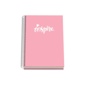 dohe serie pastel cuaderno con espiral tamaño a5 de 100 hojas 90gr hojas microperforadas con 2 taladros cuadricula 5mm color rosa pastel