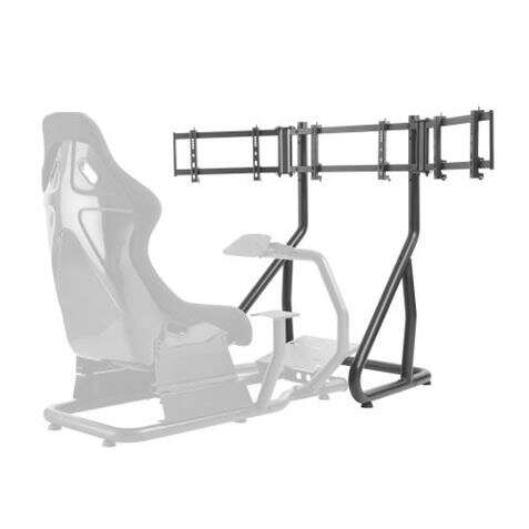 cromad soporte para 3 monitores de 24" a 32" ideal para utilizar con simulator cockpit seat sistema antirrobo peso max. 50kg vesa de 75x75 hasta 400x200