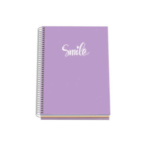dohe serie pastel cuaderno con espiral tamaño a5 de 100 hojas 90gr hojas microperforadas con 2 taladros cuadricula 5mm color morado pastel