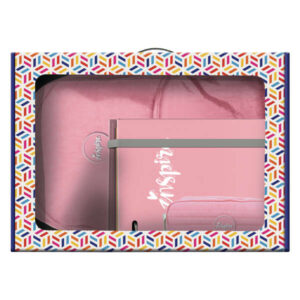 dohe serie pastel pack de mochila mediana + portatodo doble + carpeta de 4 anillas formato a4 con recambio de 100 hojas color rosa pastel
