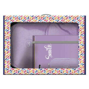 dohe serie pastel pack de mochila mediana + portatodo doble + carpeta de 4 anillas formato a4 con recambio de 100 hojas color morado pastel