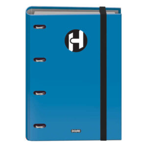 dohe serie icon carpeta de 4 anillas formato a4 con recambio de 100 hojas de 90 gr y 4 taladros cierre con goma elastica anillas de 35mm color azul