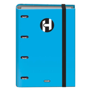 dohe serie icon carpeta de 4 anillas formato a4 con recambio de 100 hojas de 90 gr y 4 taladros cierre con goma elastica anillas de 35mm color azul claro