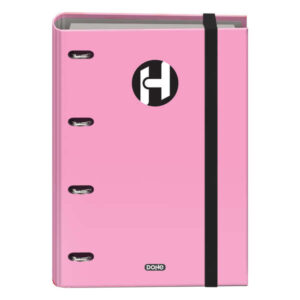 dohe serie icon carpeta de 4 anillas formato a4 con recambio de 100 hojas de 90 gr y 4 taladros cierre con goma elastica anillas de 35mm color rosa