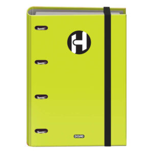 dohe serie icon carpeta de 4 anillas formato a4 con recambio de 100 hojas de 90 gr y 4 taladros cierre con goma elastica anillas de 35mm color verde