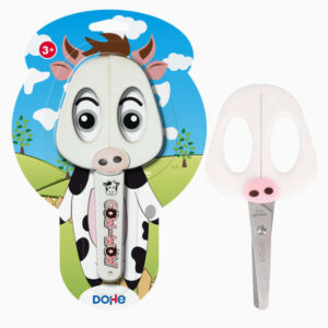 dohe tijera escolar para niños acero inoxidable puntas redondeadas funda para las hojas diseño vaca