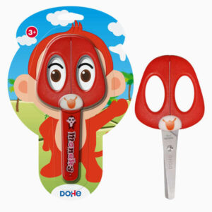 dohe tijera escolar para niños acero inoxidable puntas redondeadas funda para las hojas diseño mono