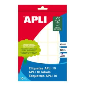 apli pack de 250 etiquetas permanentes 19x27mm aptas para escritura manual color blanco