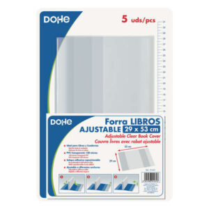 dohe pack de 5 cubiertas protectoras de libros solapa adhesiva reposicionable tamaño 29x53cm material pvc 120 micras