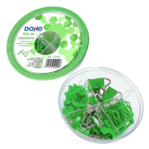 dohe combo ovni pack de accesorios de escritorio 12 pinzas de 15mm, 5 pinzas de 19mm, 50 clips de 28mm y 30 push pins de 22mm color verde