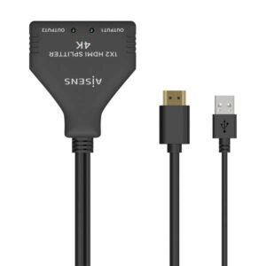 aisens hdmi duplicador 4k@30hz 1×2 con alimentación usb y cable 30cm color negro