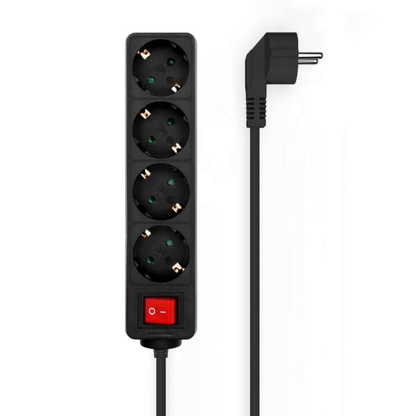 aisens regleta de 4 tomas schuko con cable de 1.4m interruptor on/off proteccion infantil color negro
