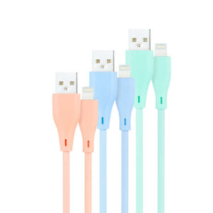 nanocable pack de 3 cables usb a macho a lightning macho longitud 1m colores pastel rosa, verde y azul