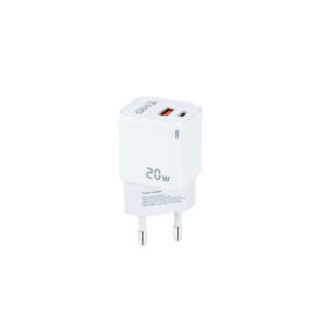 tooq cargador de pared usb c/pd + usb a/qc 20w color blanco