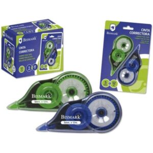 bismark pack de 2 cintas correctoras 5mm x 12m cuerpo transparente forma ergonomica