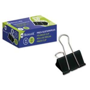 bismark pack de 12 pinzas sujetapapeles metalica de 32mm pala abatible color negro