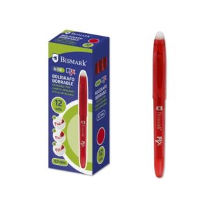 bismark fix boligrafo borrable punta fina 0.7mm con capuchon color rojo