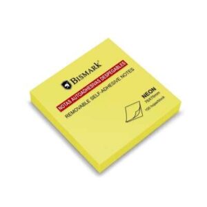bismark bloc de 100 notas adhesivas 76x76mm color amarillo neon