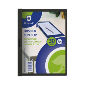 bismark dossier para 30 hojas a4 con clip metalico lateral polipropileno transparente color negro