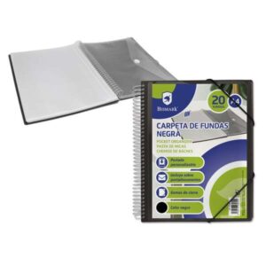 bismark carpeta con 20 fundas transparentes formato a4 incluye sobre portadocumentos cierre de gomas