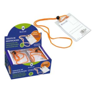 bismark portanombres vertical con cordon naranja rapida sustitucion de la tarjeta tarjeta incluida transparente